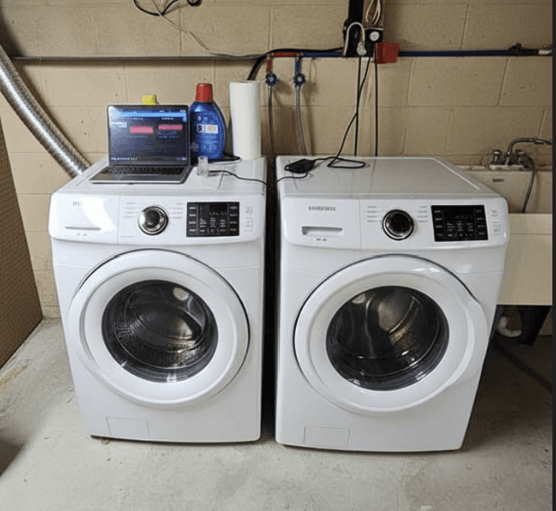 LaundryIQ test setup in laundry room